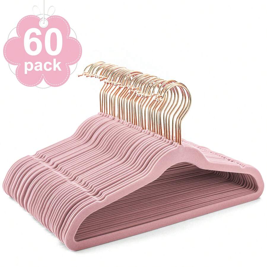 Blauesmeer 60 Pack Velvet Hangers, Premium Kids Hangers For Closet, Ultra-Thin, Cute, Non-Slip, Small Felt Hanger, 14 Inch, For Children's Clothes, Blush Pink - Màu Hồng baby - Xem 1