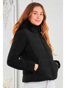 Women Winter Coats - Black - View 4