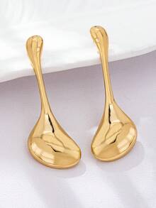 1 par de pendientes de botón exagerados con gota de agua geométrica lisa de aleación minimalista y de moda