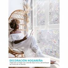 3D Pelcula Decorativa de Vidrio, Protector Privacidad Sin Pegamento, Autoadhesiva Anti, Pelcula para Ventana, Adecuado Hogar para Sala De Estar Bao Dormitorio Cocina Oficina 40x 300CM - Tulipán + 40x500 cm - Ver 7