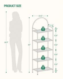 Bookcase Bookshelf, Tempered Glass Bookshelves, Slim Shelving Unit For Bedroom, Bathroom, Home Office, Steel Frame, 5 Tier Gold/6 Tier Gold - 金色 - 查看 8