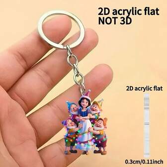 2D Stainless Steel Chain Multifunctional Decorative Pendant, Decorative Hanging Ornaments, Christmas Tree Pendants, Multi-Purpose Suitable For School Bags, Keychain 2D Flat, 1 Piece, New Acrylic And The Dwarfs Keychain, Holiday Gift Decorative Car Key Or Backpack Pendant, 2D Flat Keychain Christmas Gift Mardi Gras Gift
