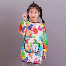 Delantales para Niños, Mandiles para Niños, Delantal de Pintura Impermeable Con Bolsillos Mangas Largas Antimanchas Con Correas Ajustables, para Niños de 3 a 16 Años Para Pintar y Cocinar - Grande - Ver 8