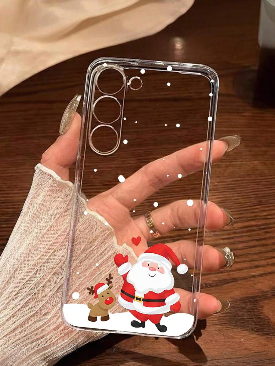 1 chiếc ốp lưng điện thoại mềm hình ông già Noel và tuần lộc, tương thích với iPhone 17/17 Air/17 Pro/17 Pro Max, Honor, Redmi, Galaxy A04e/12/A13/A14/A34/A50/A52/A53/A54/S21/S22/S23/S24/S25/S25Ultra, 6A/7A/8A, 12T/13T - Trong sáng - Xem 1