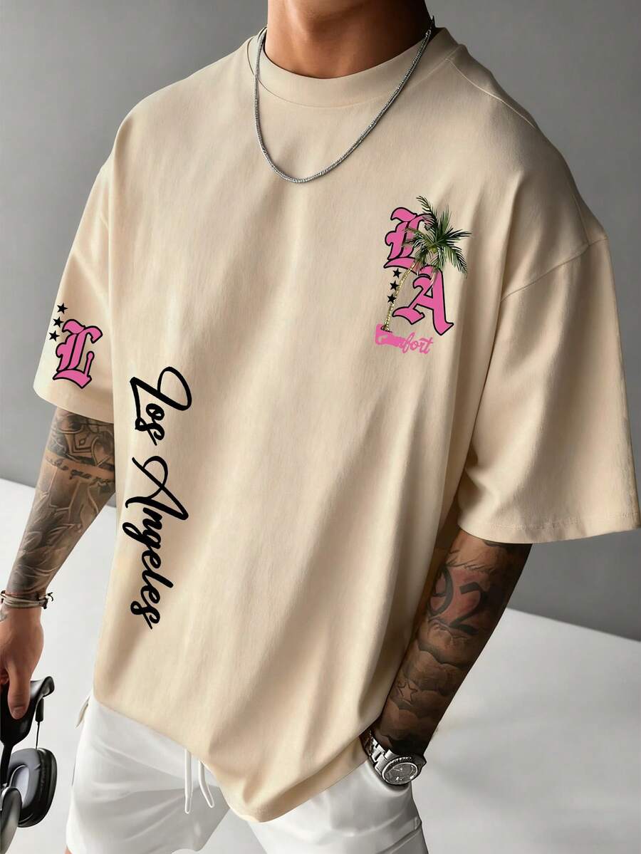 Krometka 男士休闲百搭简约印花元素短袖T恤