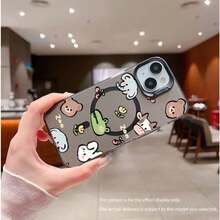 Funda magnética plateada con diseño de dibujos animados: fácil de colocar, una opción moderna y compatible con phone 13, 13 Pro, 13 Pro Max, 14, 14 Pro, 14 Pro Max, 14 Plus, 15, 15 Pro, 15 Pro Max, 15 Plus, 16, 16 Pro, 16 Pro Max y 16 Plus. Resistente a golpes suaves y con un diseño minimalista de lujo ligero. - Negro - Ver 2