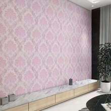 1 Roll European Style Floral Patterned PVC Wallpaper, Waterproof & Moisture-Proof, Removable Self-Adhesive, Suitable For Home & Dorm Decor, Can Be Directly Applied To Living Room, Kitchen, Bedroom Furniture