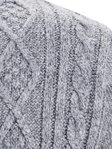 男士休闲舒适纯色几何图案拉链开衫，简约高端针织开衫，秋冬长袖上衣 - 淺灰色 - 查看 7