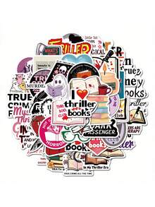 50pcs Fun Cartoon Thriller Book Creative Stickers Suitable For Handbooks, Phone Cases, Laptop Suitcases, Refrigerators - Multicolor - View 4
