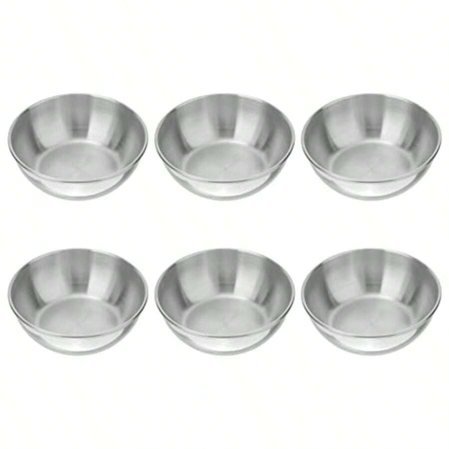 Operitacx 6Pcs Stainless Steel Metal Bowl Steel Plates Mini Stainless Steel Bowls Sauce Dishes Round - Asshown - View 1