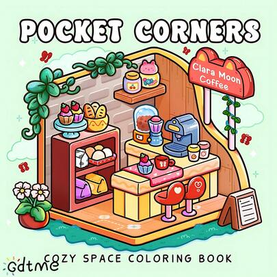 GDTME 1本舒适涂色书，图案简洁醒目，生动清晰的可爱动物图案，可用马克笔涂上不同颜色，适合成人和青少年，可在办公室放松、在学校玩耍，是生日礼物、返校礼物、圣诞礼物、美术用品的理想之选。24页单面印刷，2026页，7.9英寸 x 7.9英寸。