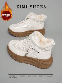 1 Pair High Quality Women's Winter Multifunctional Fashion Casual Thermal Lined Thick Sole High-Top Snow Boots, Outdoor Sports Casual Shoes For Daily Wear