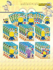 Minions Minions 8/16/24 Pcs Minions Theme Puzzle Stickers Suitable For Birthday Decorations, Cute Big Eyes, Creative Face-Changing Mobile Phone Luggage Stickers DIY Stickers, Suitable For Birthday Parties, Halloween, Christmas, Weddings, Theme Decoration Stickers