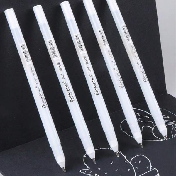 5 Stücke weiße Gel-Textmarker 0,8 mm weiße Linie Zeichenstift Kirschblüten Textmarker Spezial Textmarker Pinsel Stifte Tagebücher Aquarellstifte Weiße Pinsel