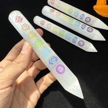 Diverse Selenite Crystal Wand With 7 Heart Symbols - Reiki Charged, Single Tip, Synthetic Crystal Stick For Healing, Meditation & Spiritual Gifts (7 Chakra Bracelet), Wand For Healing,Natural Crystal Rods For Cleansing And Protection - Spiritual Tools For Balancing Chakras And Clearing Energy Fields. - Multicolor - View 11