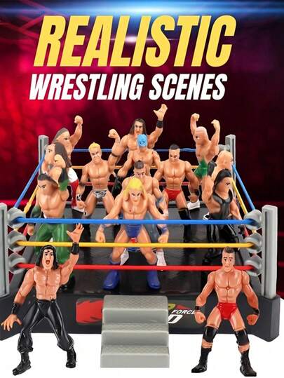 Ultimate 32 Wrestling Miniature Toys, Wrestler Toys With 2 Arenas, Including Various Accessories Such As Trash Cans, Ladders, Stretchers, Cages, Chairs, Wrestling Belts, Etc., To Enhance The Fun Of The Game, Perfect For Cake Hats, Birthdays, Homecoming Season, Graduation Season, Weddings, Parties, Recreating Your Favorite Wrestling Moments