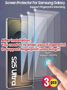 ZYONS 3片装屏幕保护膜，兼容三星Galaxy S系列，包括Galaxy S25 Ultra/S25+/S25/S24 Ultra/24 Plus/24/23/22/21，0.2秒指纹解锁，9H硬度钢化玻璃，全屏覆盖，防指纹，防摔，防刮花，无气泡，生日、送给家人、朋友的绝佳礼物，智能手机屏幕保护膜，手机配件 - 3件 - 查看 15