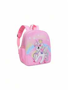 Ba lô nylon in hình kỳ lân hoạt hình dành cho thanh thiếu niên và trẻ em - Hồng - Xem 6