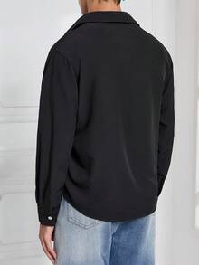 Herren Lässiges Langarm-Hemd mit Knopfleiste - atmungsaktiv für den Alltag - Schwarz - Übersicht 4