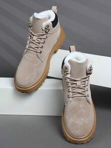 Fluff Lining Short Ankle Boots For Men Sneakers, Waterproof And Non-Slip Mountaineering,The Same For Men Shoes And Women, High-Top Warm Winter, Comfortable And Durable - Khaki - View 3