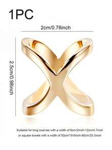 1pc Women Geometric Design Casual Scarf Ring For Daily Life Brooch - Gold - View 5