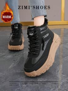 1 Pair High Quality Women's Winter Multifunctional Fashion Casual Thermal Lined Thick Sole High-Top Snow Boots, Outdoor Sports Casual Shoes For Daily Wear