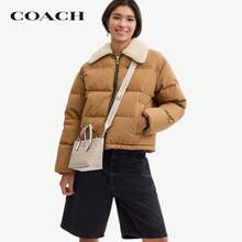 COACH City 15 品牌标志可拆卸肩带涂层帆布手提包单肩包迷你女士米色/粉白色 CW032-IMXDM - 杏色 - 查看 5