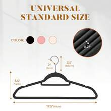 Blauesmeer 50-Piece Velvet Hangers, Space-Saving, Hangers With Tie Clips, 360° Rotatable, Suitable For Suits, Jackets, Shirts, T-Shirts, Dresses, And Camisoles (Black) - 黑色 - 查看 2