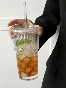 1 Stück doppelwandiger Hochborosilikatglas Becher, 600ml, hochwertiger Glas Trinkbecher geeignet für Kaffee, Tee, Whiskey, Milch, Eiskaffee und Latte