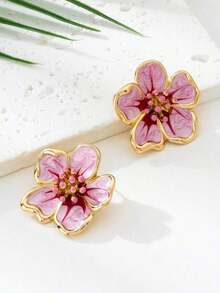 一对别致的法式扎染玫瑰耳钉，适合女性日常佩戴、约会、度假，也可作为女友的生日礼物。 - 粉色 - 查看 4