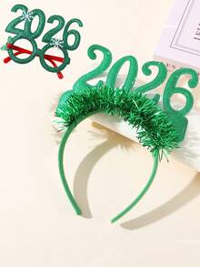 1 Set Of 2 Pieces Combination Set Of Children's Christmas Headbands, Holiday Party Decoration Props, 2026 New Year's Digital Headbands, Christmas Glasses Decoration, Suitable For Children's Christmas Party Activities Decoration