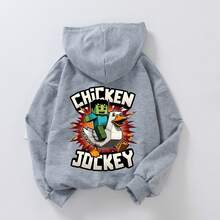 Teenage Boys' Casual Hooded Sweatshirt With Cartoon Graffiti Print, Suitable For Autumn/Winter Wear, For Shopping, Gathering, Travel And School