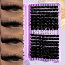 640PCS 50D+60D+80D+100D Individual False Cluster Lash Book Kit – High Capacity Individual Lashes 0.31–0.63inch Mixed D Curl Natural Look, Wispy, Soft & Comfortable False Eyelashes, Long-Lasting Individual Lashes Kit With Lash Bond & Seal, Lash Tweezers & Brush, Perfect For Halloween, Thanksgiving, Christmas, New Year's & Valentine's Day, Personal Care, Festive Glam Beauty - Màu tím - Xem 3