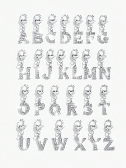 1 pezzo Portachiavi con pendente a forma di lettera maiuscola in stile europeo e americano, minimalista e completamente tempestato di strass, adatto come accessorio per chiavi di auto, borse e regali sia per uomo che per donna