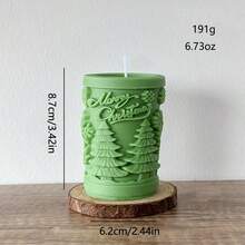 1pc Christmas Cylinder Shaped Scented Candle, Home Decor Ornament, Christmas Decorations, Christmas Gifts