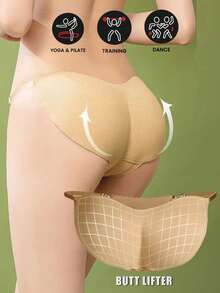 1pc Summer Breathable Fake Buttocks Shaping Pants. Breathable Thin Invisible Body Shaping Underwear, Traceless, Breathable, Hip Lifting, Comfortable, Triangle Shaped Buttocks Shaping Underwear - Apricot - View 1