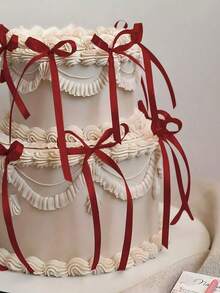 10pcs Red Bow Knot Cake Decorations,DIY Bowknot Cake Decor Supplies,Birthday Party Decor,Anniversary Birthday Wedding Cake Decor,Holiday Gift Decor,Baking Cake Dessert Bow Toppers,Party Favor,Birthday Party Table Decor - Đỏ - Xem 1