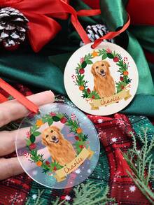 Personalized Dog & Owner Name Ornament, Custom Ceramic Christmas Decoration, Customized Photo Dog Memorial Ornament, Christmas Home Decor, Christmas, Handmade Holiday Gift For Pet Lovers, Dog Owners, Dog Christmas Ornaments, Customizable Picture Christmas Tree Decorations, Family, Kids, Pet, Friend