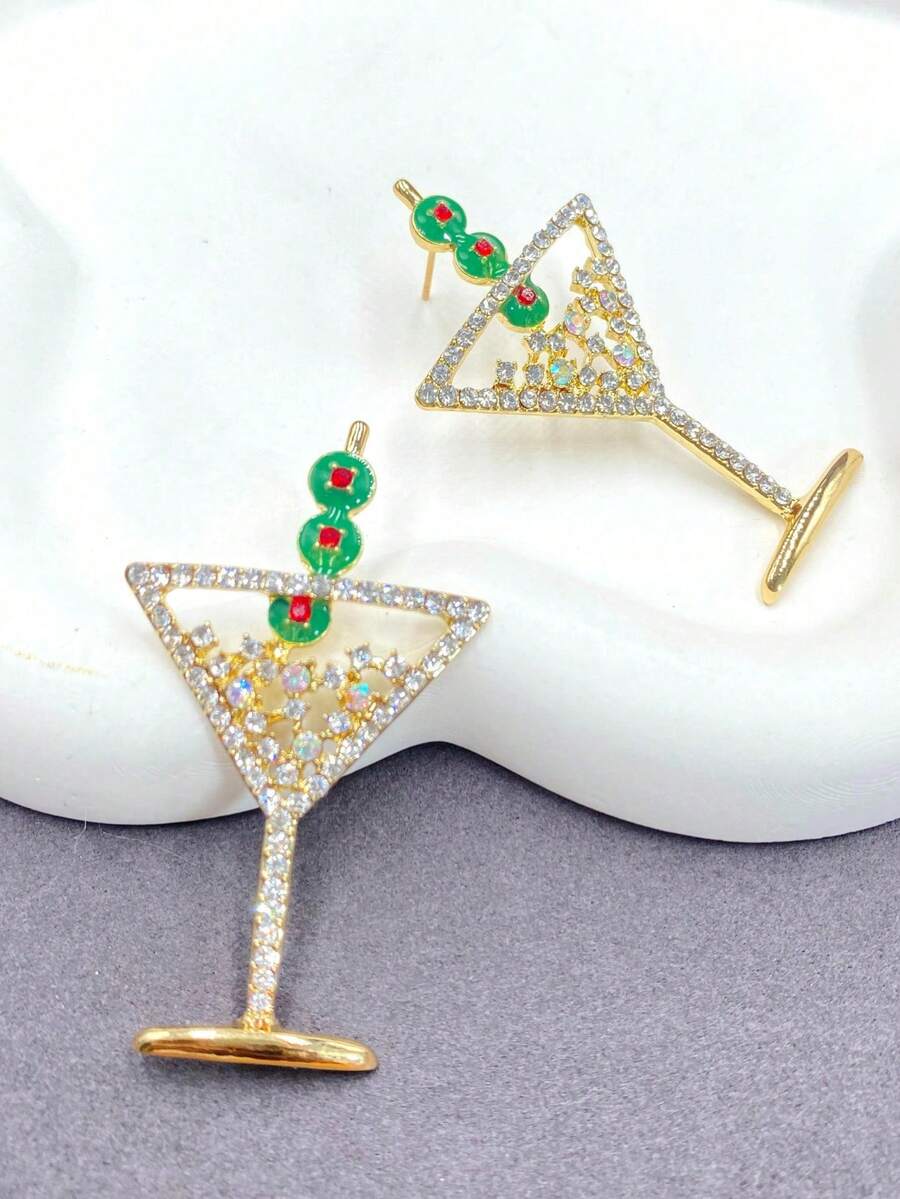 1 Pair Handmade Fashion Women's Cocktail Glass Earrings, Creative Champagne Cup Earrings Perfect For Parties And Holidays, Great Gift - Cup - View 1