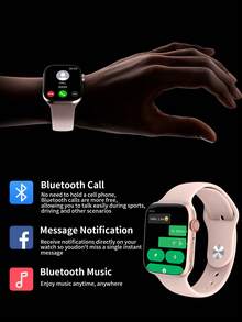 Microwear 男女通用智能手表，兼容iPhone和安卓手机，2.07英寸全触控屏幕，IP68级防水，蓝牙健身追踪器，心率/睡眠监测 - 黑色 - 查看 10