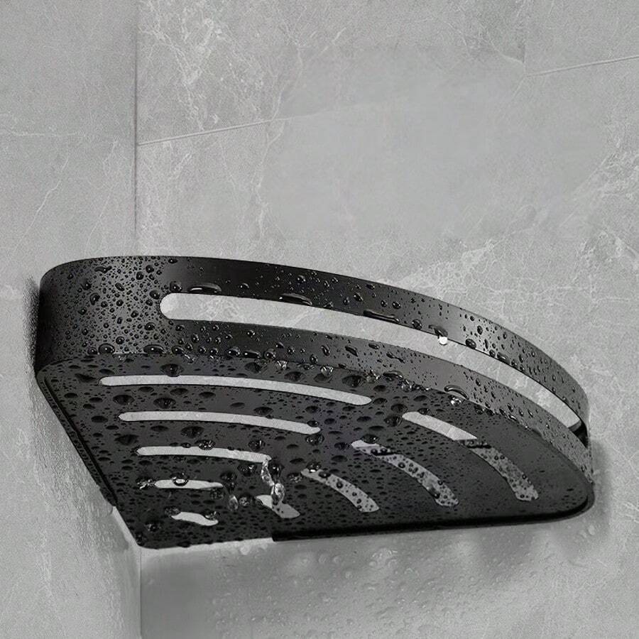 1 pieza Estante de ducha de esquina sin taladro - Caja de almacenamiento adhesiva para champú, jabón y artículos de baño esenciales