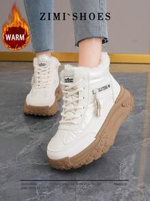 1 Pair High Quality Women's Winter Multifunctional Fashion Casual Thermal Lined Thick Sole High-Top Snow Boots, Outdoor Sports Casual Shoes For Daily Wear