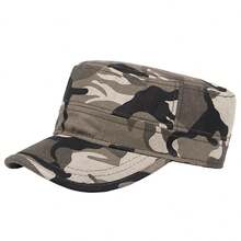 1pc Men Camouflage Flat Top Cap Outdoor Sports Baseball Cap Adjustable Sunscreen Leisure Hat For Spring And Autumn Travel And Beach Vacation - Multicolor - View 3