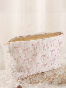 Sac cosmétique thème nœud papillon - Motif imprimé nœud papillon, pochette zippée en polyester durable, organisateur de toilette de voyage, sac zippé léger, idéal pour les amateurs de beauté, cadeau parfait pour les sœurs, les étudiants et les adultes, sac à maquillage à imprimé aléatoire - Multicolore - Voir 4