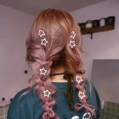 6pcs Alloy Star Shaped Hair Clips Set - Multifunctional Feather-Free Y2K Pentagram Hair Clips, Suitable For Fashionable Hairstyles