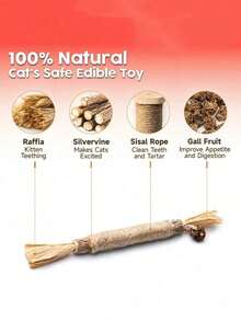 3Pcs Cat Wooden Teeth Grinding Sticks - Natural Chew Toy For Kittens & Cats - Teeth Cleaning Pet Supplies - 棕色 - 查看 4