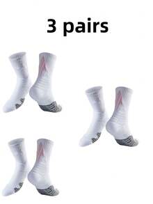 3/1 Pair, Men's Mid Tube Socks, Men's Sports Socks, Men's Badminton Socks, Sports Training Socks, Women's Sports Socks, Practical Professional Basketball Socks, Football Socks, Badminton Socks, Towel Bottoms, Sports Running And Long-Distance Running Socks, Suitable For Youth/Students/Sports Outfits - Multicolor - View 4