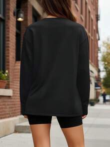 Womens Oversized Long Sleeve Shirts Basic Crewneck Tee Fall Tops Casual Workout Y2K Fashionable Clothes - Màu vàng - Xem 10