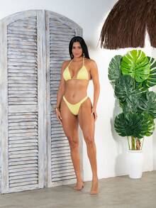 Curtain Bikini With Perfect Panties Double Polyamide Thread - 黃色 - 查看 1