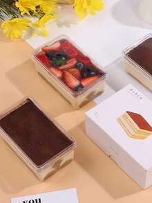 10pcs/20pcs Disposable Transparent Tiramisu Cake Box With Cover, One-Time Use Dessert, Baking, Mousse Cake, Soy Milk Stall Packaging Box - Transparent - View 5